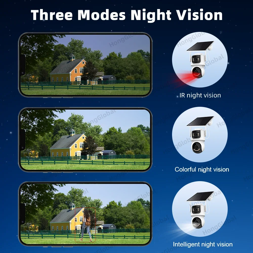 Cámara de seguridad de Metal Icsee 8MP 4K visión nocturna a todo Color WiFi 4G AOV cámara CCTV PTZ Solar de seguridad de doble lente inalámbrica para exteriores