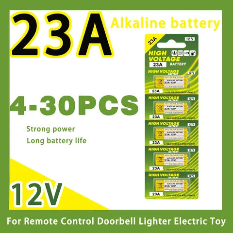 4-30PCS 12V Batteria Alcalina 23A 23GA A23S E23A EL12 MN21 MS21 V23GA L1028 GP23A LRV08 per il Controllo Remoto Campanello Giocattolo Cella A Secca