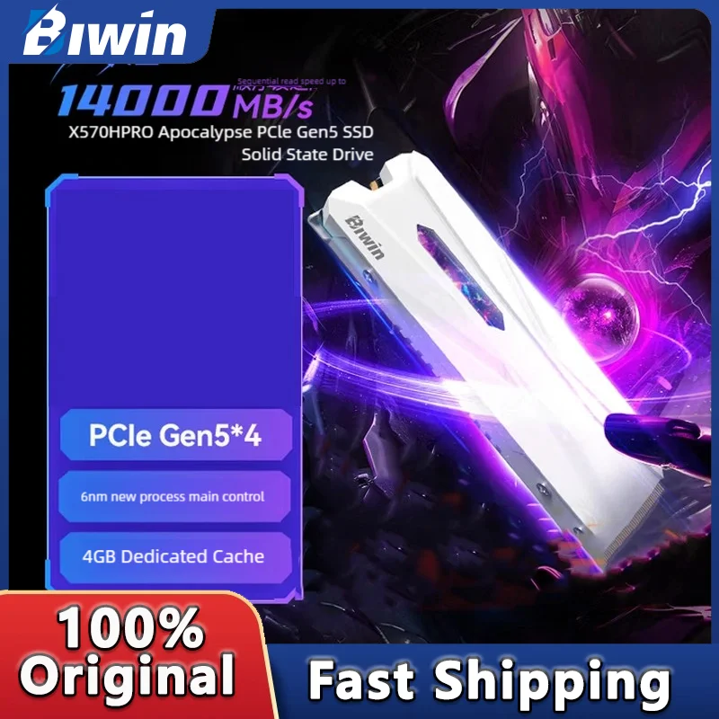 

BIWIN X 570H PRO with Heatsink PCIe 5.0 X 4 SSD Solid State Drive For laptop Desktop and PS5