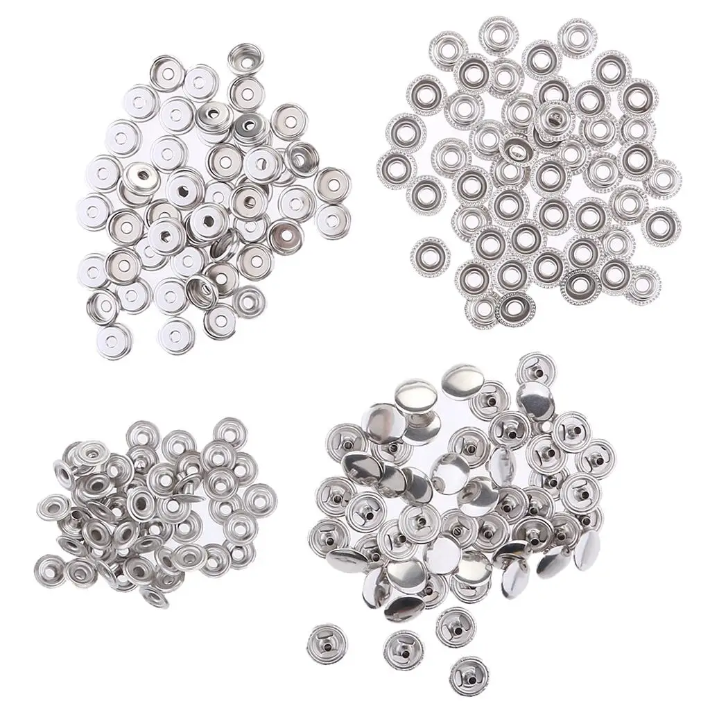 

100 Pieces Stainless Steel Press Button Fastener Snaps for Boat Canvas