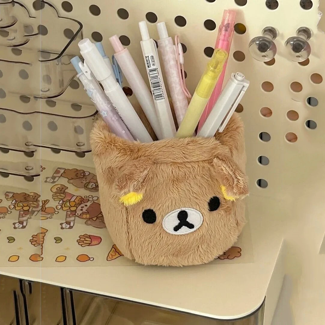 Plushes Pencil Holder Cosmetics Pen Container Kawaii Desk Accessories Office Organizer Kid Stationery Storage Box Gift