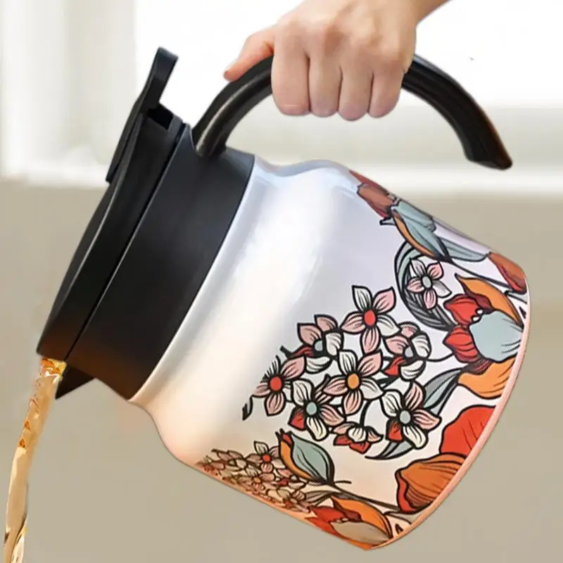 

Floral Teapots Insulated Carafe 800ml Tea Infuser Tumbler Vintage Floral Pattern Aesthetic Tea Infuser Insulated Teapot Mug