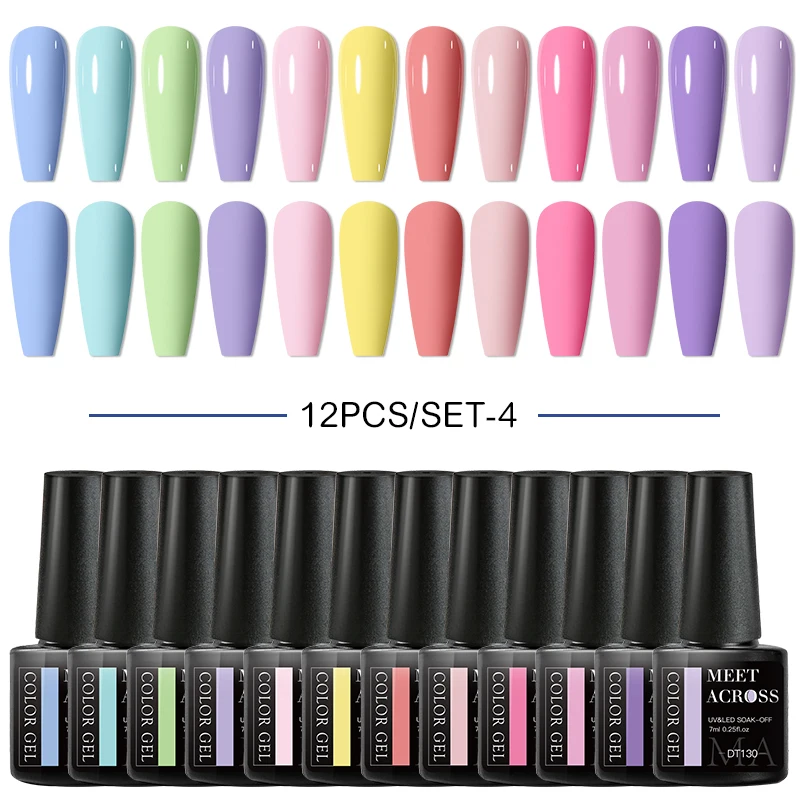 10/12Pcs Gel Nail Polish Set Coffee Red Color Semi Permanent UV