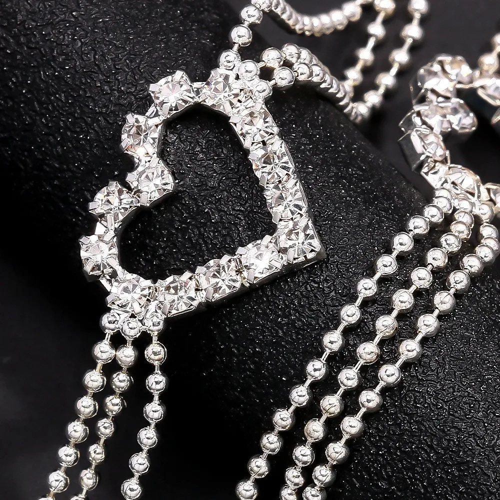 2PCS Fashion Rhinestone Heart Shoulder Strap Jewelry Gift Detachable Shoulder Chain Adjustable Body Chain Women