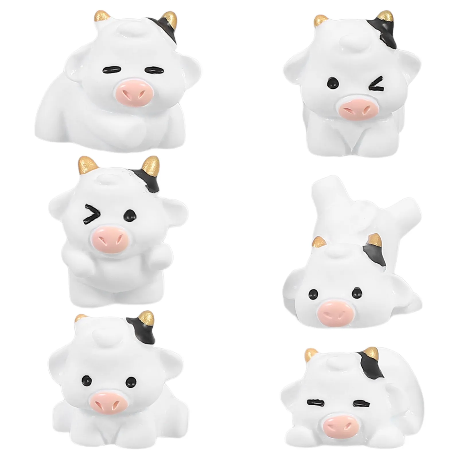 

Набор из 6 миниатюрных фигурок коров из смолы: реалистичные, очаровательные, с гладкой поверхностью без заусенцев, на устойчивой подставке, для сада, балкона, бонсай, микроландшафта