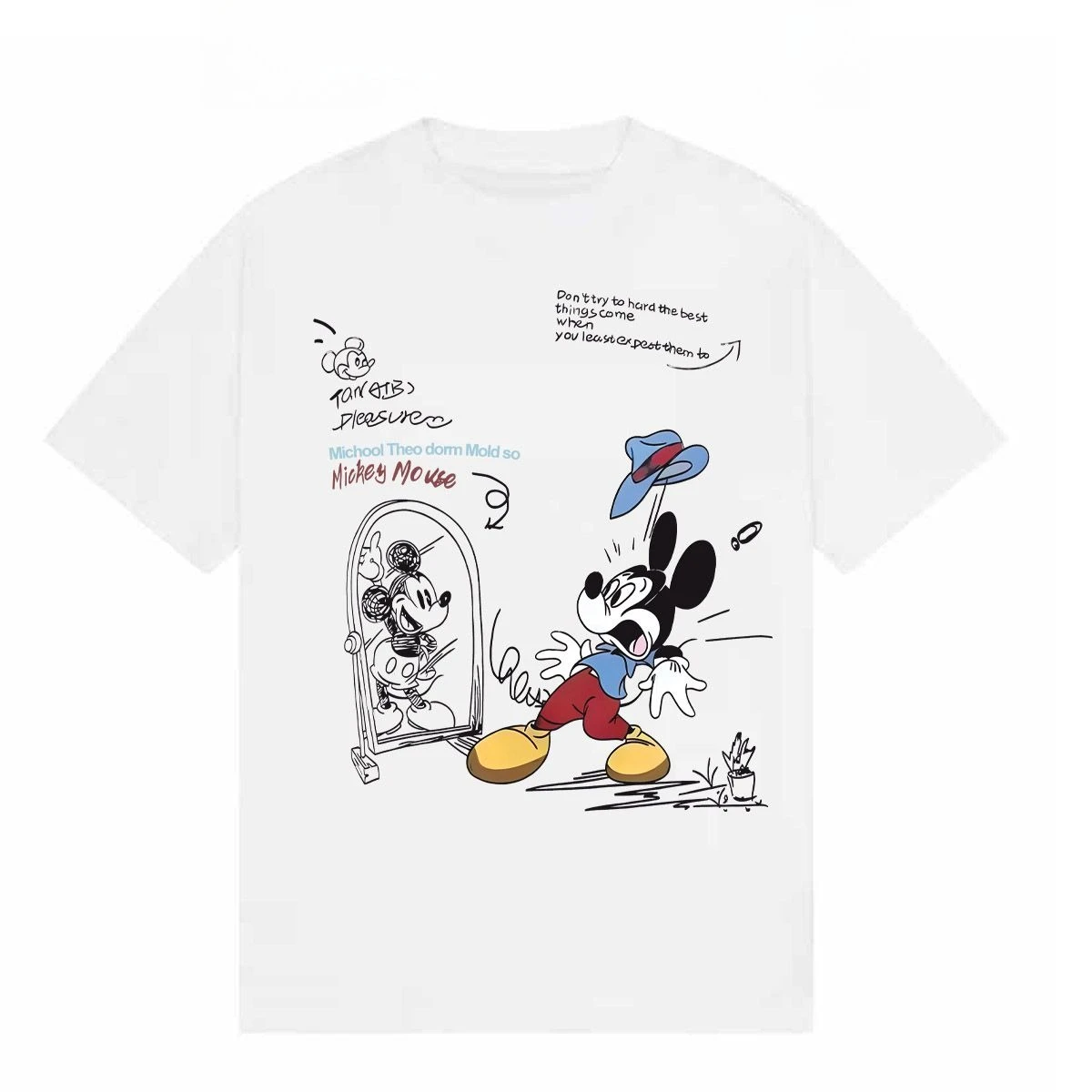 

Футболка Feifuni Disney с Микки Маусом, мужские хлопковые топы с короткими рукавами, лето 2025 г., футболки с рисунком, белая основа, кепка с Микки Маусом, бросающая поза