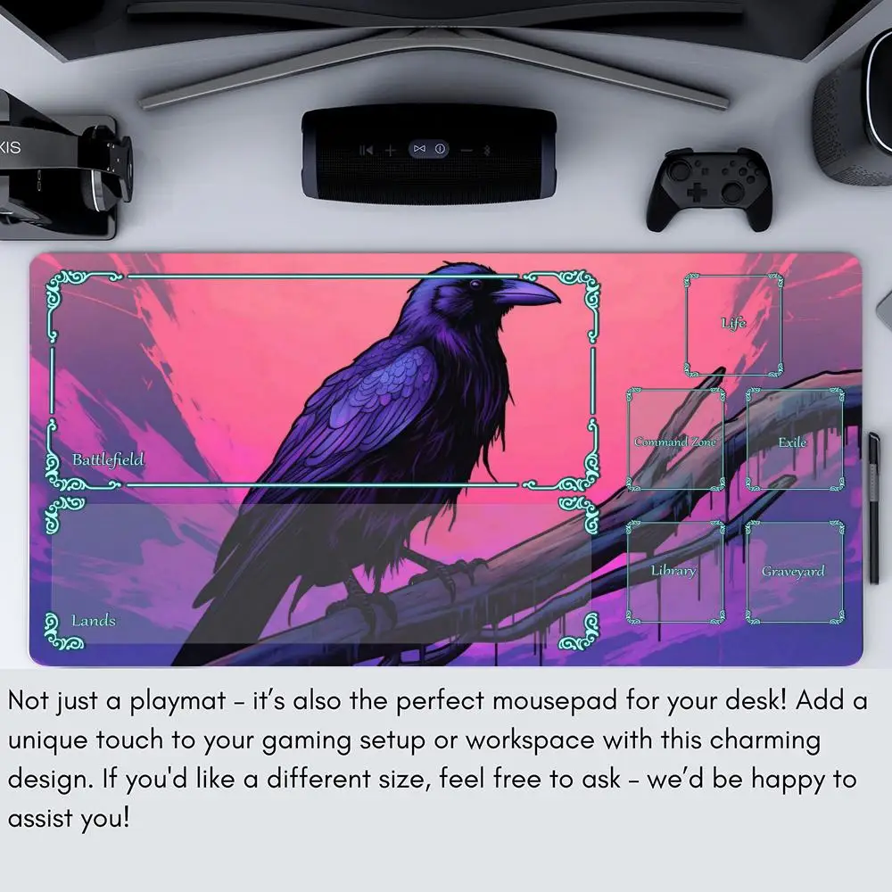 Modello di corvo in stile gotico MTG Playmat Magic Card Battle Mat Antiscivolo Durevole 35X60CM Commander playmat tapete magic mtg Tappetino da scrivania