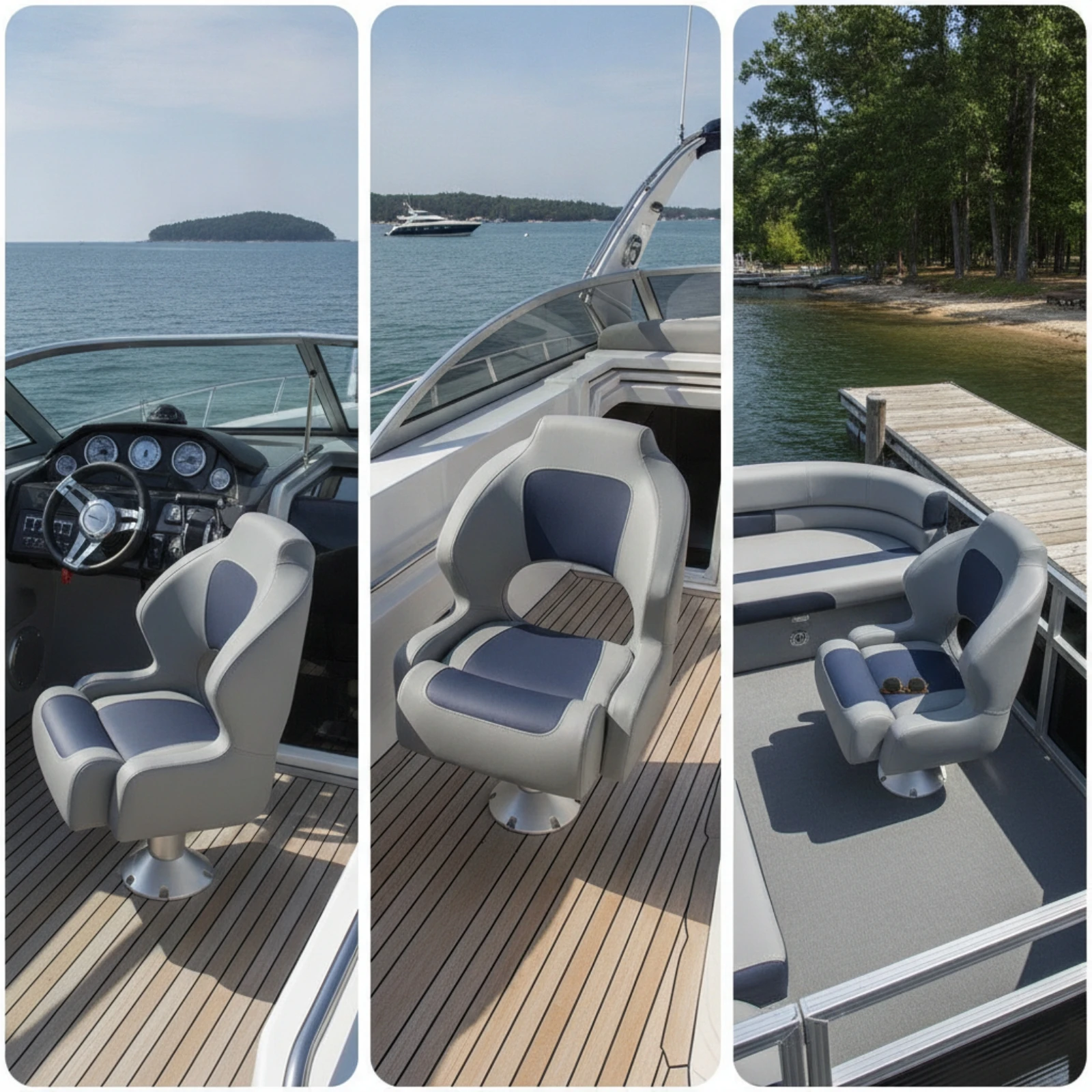 Marine Boat Seat Folding Design High-back Cushioned Chair Two-color Nautical Upholstery for Marine Cockpits and Yachts