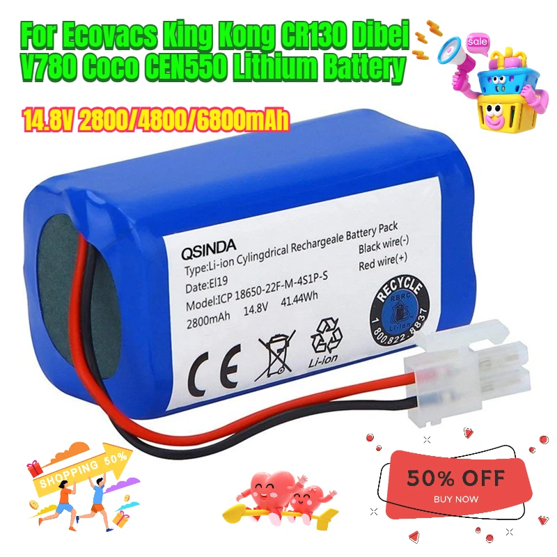 

14.8V 2800/4800/6800mAh for Ecovacs King Kong CR130 for Dibei V780 for Coco CEN550 Lithium Battery