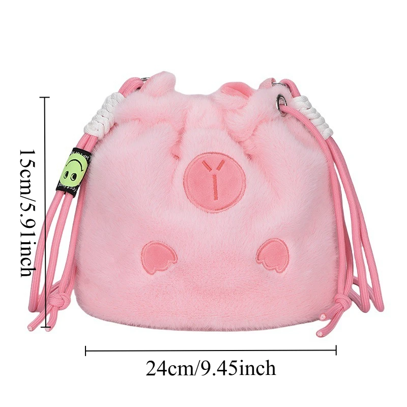 Capybara Plush Bag Kawaii Panda Drawstring Bag Large Capacity Capibara Shoulder Bag Pen Case Cosmetics Camera Storage Bag Gift
