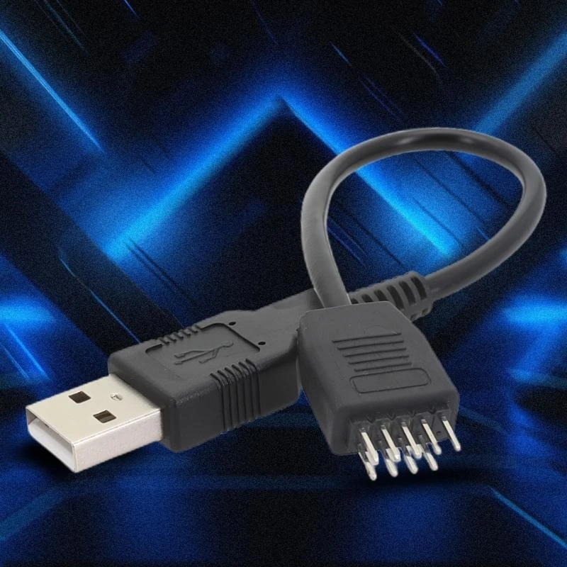 K3NB USB 9Pin Connector USB Extension Cable USB2.0 to Mainboard 9 Pin Male to External USB A Male Mainboard Internal Wire