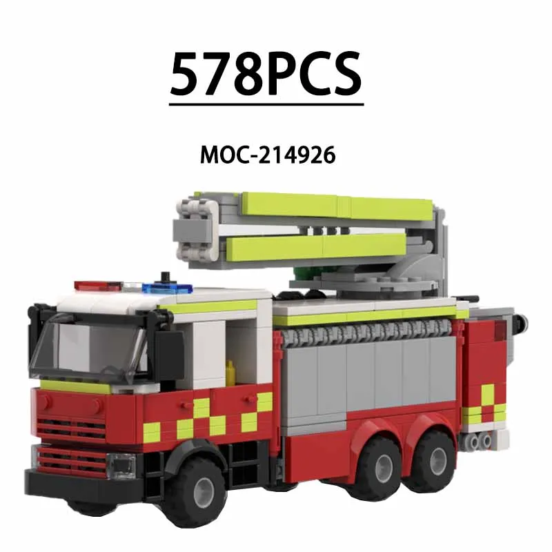 

MOC-214926 Строительные блоки, городский воздушный насос, пожарная машина, платформа, пожарная станция, 587 шт., детский подарок на день рождения, игрушки