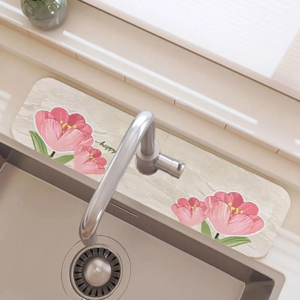 Diatom Mud Faucet Draining Mat Non-Slip Self Absorbent Drying Mat Fantasy Style Quick Dry Countertop Sink Protector Home Kitchen