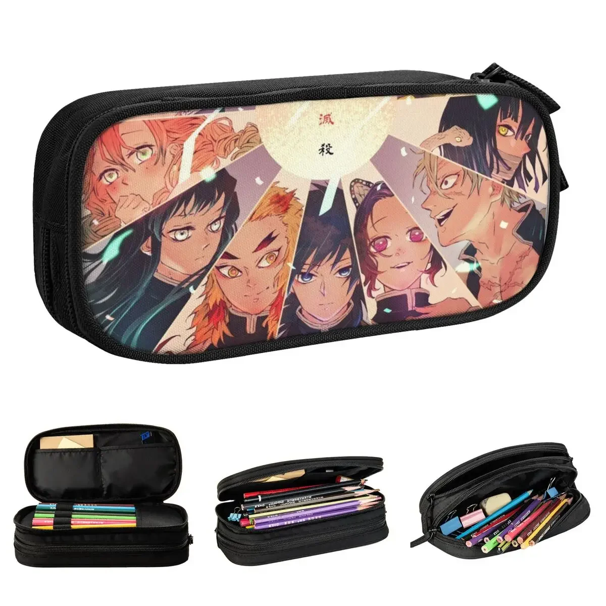 The Great Halloween of Demon Slayer Lápis Case, Classic Pen Bags, Estudante Grande Armazenamento, Estudantes, Presentes da Escola