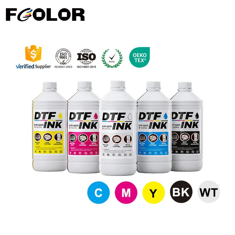 Premium DTF Ink for Epson Printhead Anti Settling No Clog High Opacity White Heat Transfer Ink for XP600 I3200 L1800 DTF Printer