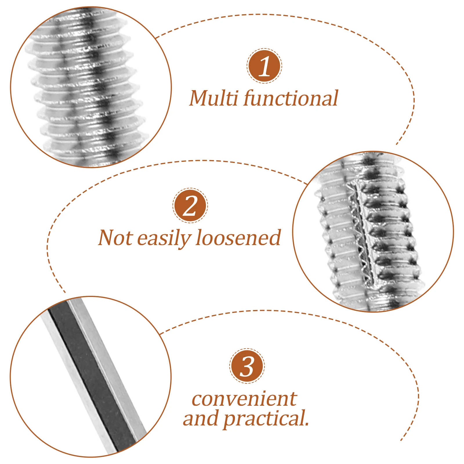 1 Set Threaded Bolt Double End Screw Bolt Wrench Scratching Post Replacement Parts Threaded Stud Fasteners