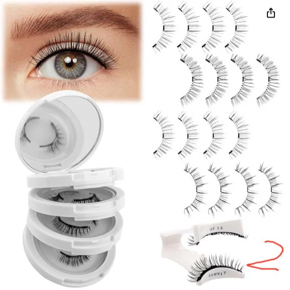 Heißverkauftes 4-Paar magnetisches Wimpern-Set, falsche Wimpern, natürliche, grenzüberschreitende, dicke, wiederverwendbare Wimpern mit Clip