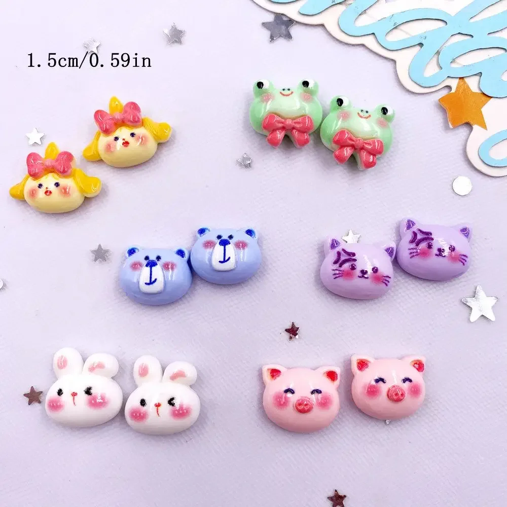 20Pcs Resin Painting Colorful Kawaii Pig Bear Dog Cat Rabbit Frog Flat back Cabochon Mini Cartoon Figurines Scrapbook DIY Crafts