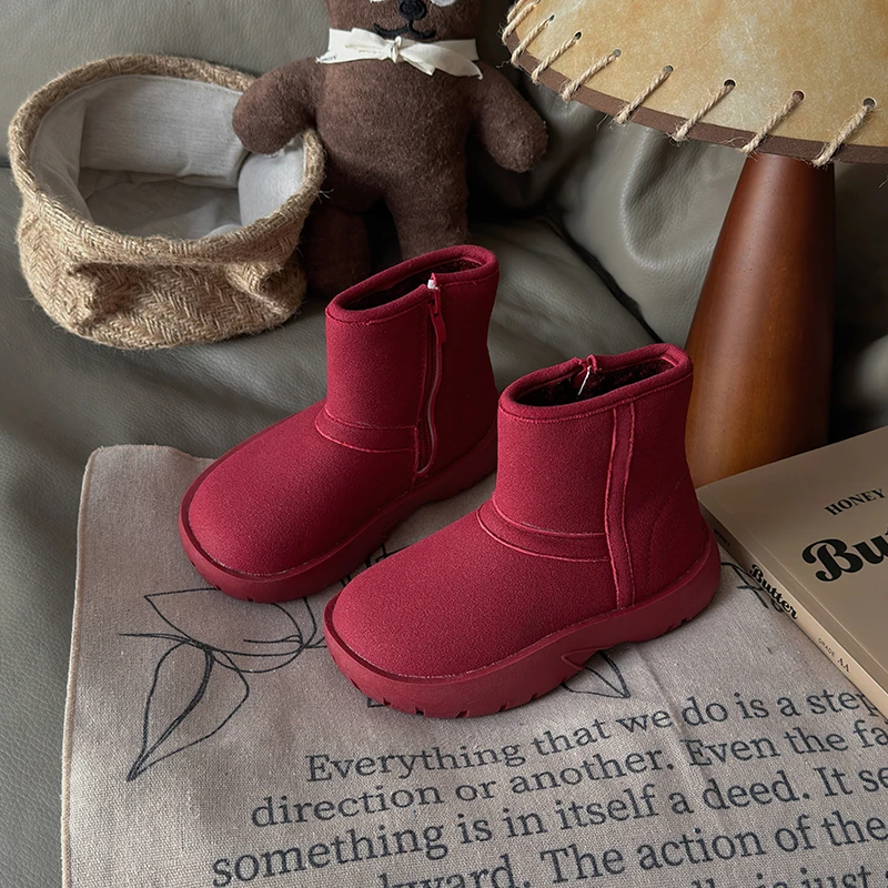 

Детские повседневные ботинки, однотонные детские модные ботинки в корейском стиле, универсальные зимние ботинки 2023, новые короткие сапоги для мальчиков и девочек, теплые замшевые ботинки