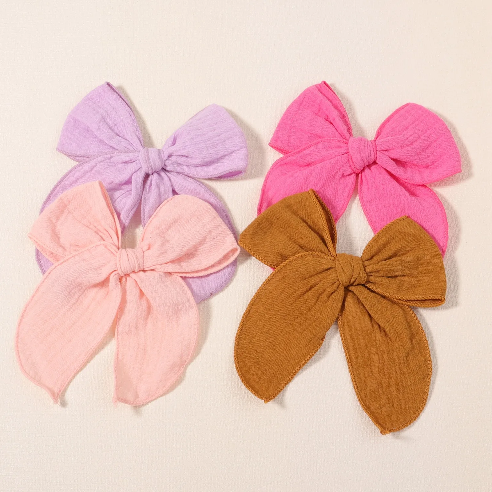 Lovely Baby Girls Candy Solid Color Bohemian Style Bow BB Hair Clips Headwear Children Cute Cotton Hairpins Hair Accessories