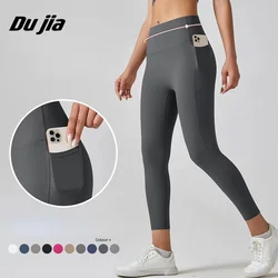 Legginsy damskie legginsy sportowe Fitness do biegania z wysokim stanem legginsy z spodnie z kieszeniami energią