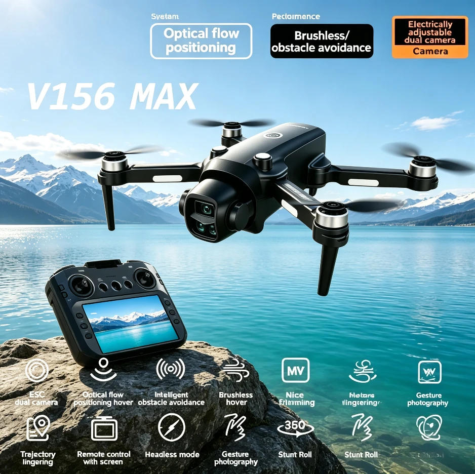Original V156MAX Foldable GPS Drone 8K Dual Camera 5G WIFI FPV Screen Remote Obstacle Avoidance Brushless RC Aerial Quadcopter
