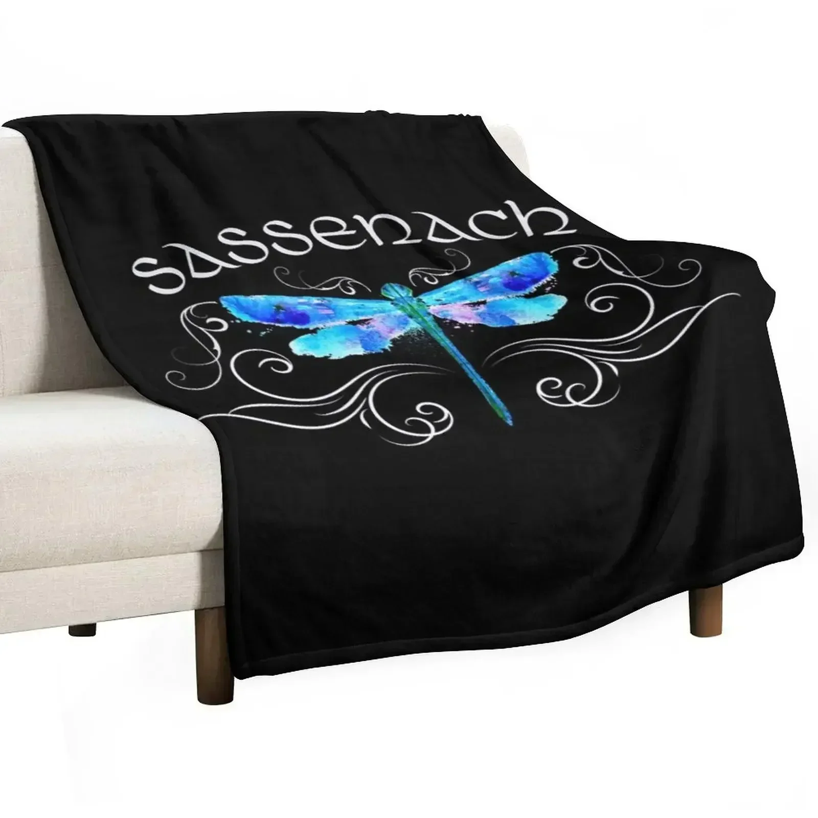 Sassenach Dragonfly Watercolor Watercolour Design Throw Blanket Luxury Personalized Gift Bed Fashionable Beach Blankets