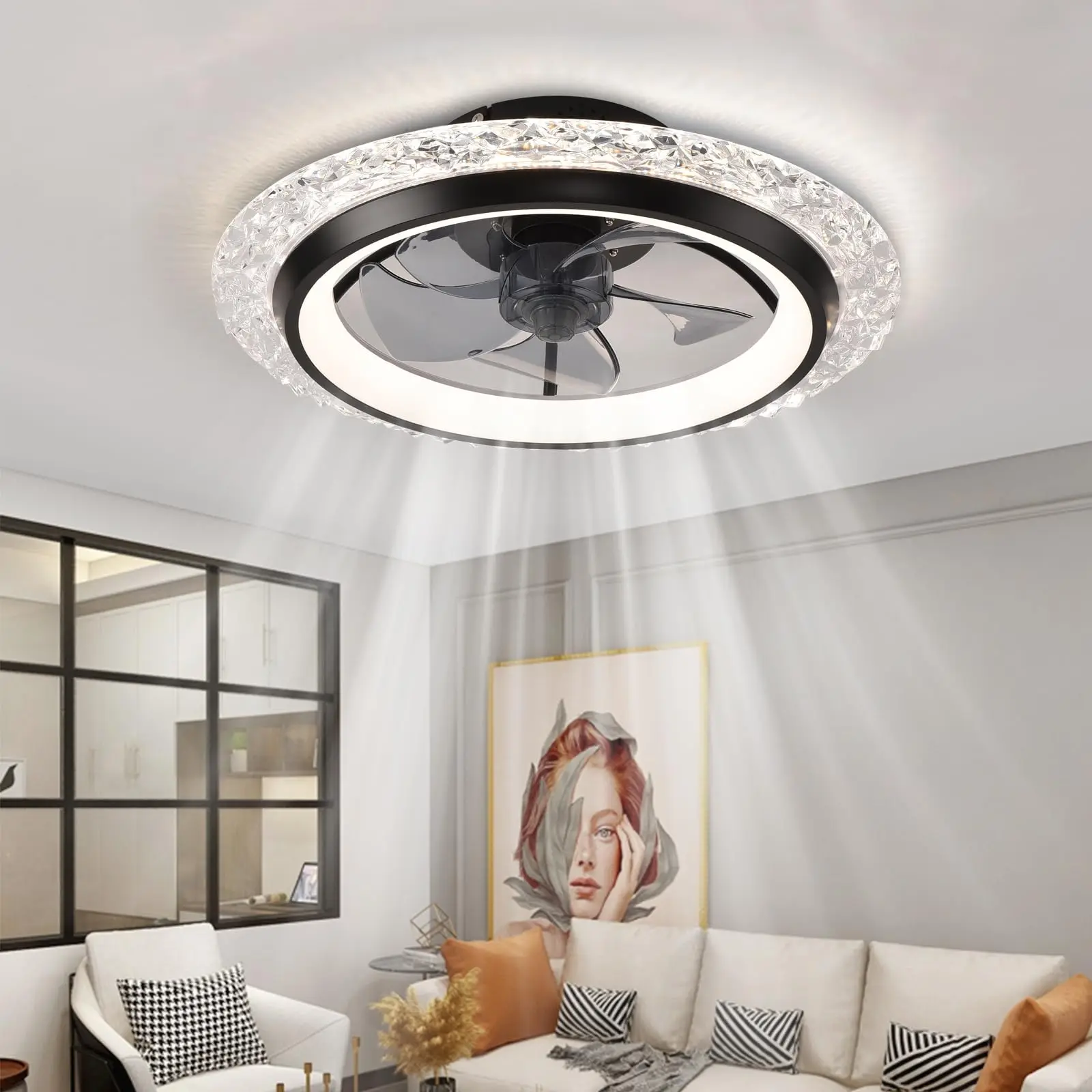 

Household Fan with Light Energy-saving Lighting Decorative Lamps Ceiling Fan with LED Lighting Cool and Silent Smart Fan