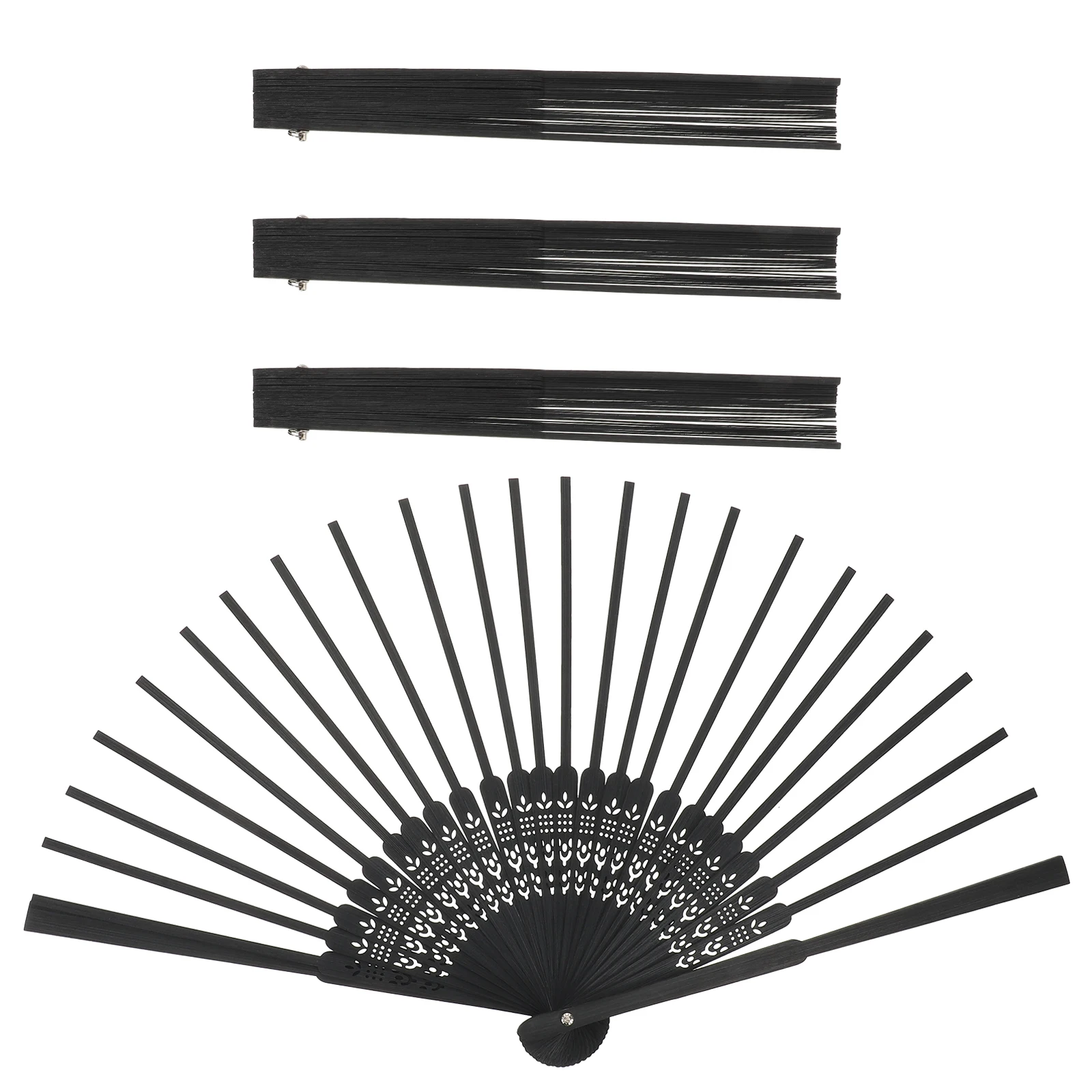 

4 Pcs Handmade Bamboo Folding Fan Framework Chinese Making Accessories DIY Crafting Materials