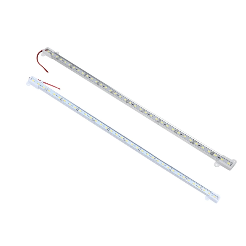 2Pcs 50CM 12V 36 LED 5050 SMD Hard Strip Bar Light Aluminum Rigid Warm White & White