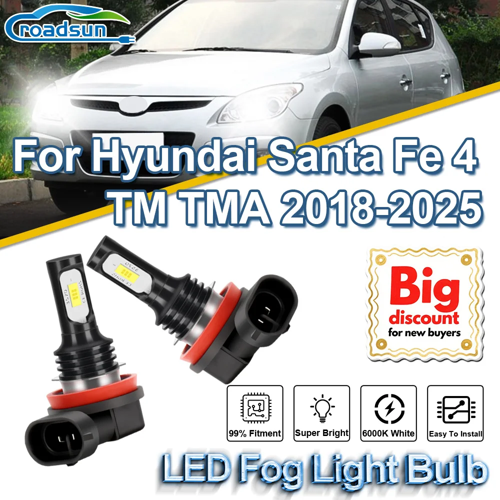 

ROADSUN【For Hyundai Santa Fe 4 TM TMA 2018-2025】Canbus No Error Car LED Fog Light Bulbs Super Bright Vehicle Fog Lamp Ampoules