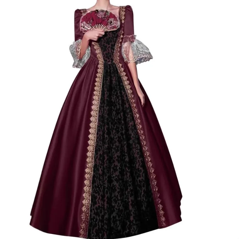 S‑5XL Women New Medieval Renaissance Victorian Court Dress European Retro Gown Stage Role Play Cosplay Costume Outfit - view 2