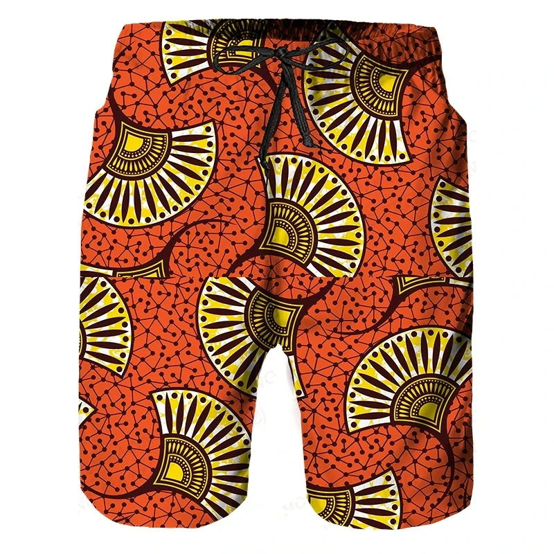 African Mural Pattern Harajuku Beach Shorts Summer Hawaii Holiday Surfing Board Shorts Gym Trunks Casual Sportwear Ice Shorts