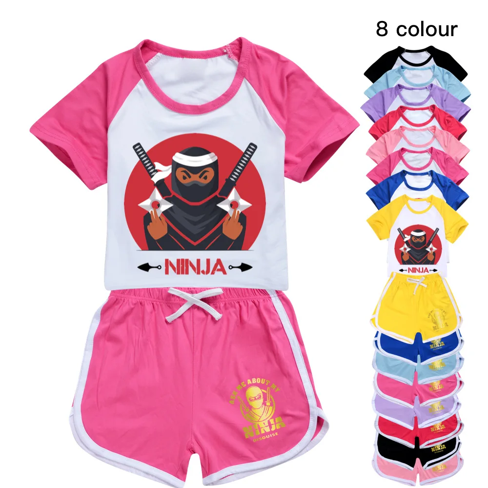 Summer NINJA KIDZ Toddler T-shirt+Shorts Casual Sports Suit Children Boutique Clothing Baby Girls Tops Set Boys T Shirt For Kids