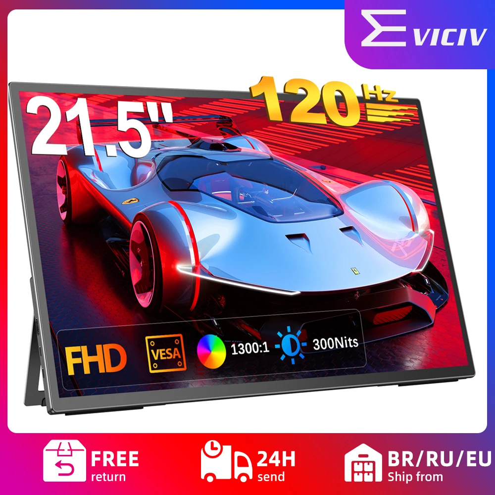 EVICIV 120hz 21.5 אינץ' צג נייד גדול 100% sRGB 1080P עם VESA 180° עמידה מתכווננת למשחקים נסיעות מסך שני עבור מחשב נייד מחשב נייד Mac מכשיר משחק