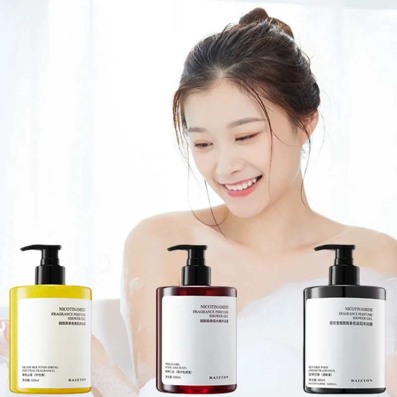 เจลอาบน้ําน้ําหอม Niacinamide 500ml เจลล้างหน้าอย่างอ่อนโยน กลิ่นหอมติดทนนาน เจลโลชั่นอาบน้ําบํารุงผิวให้ความชุ่มชื้น