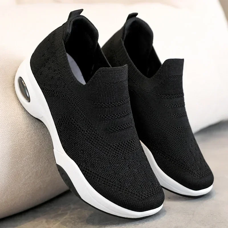 Spring New Comfortable Women's Shoes Soft Sole Air Cushion Breathable Soft Sole Casual Sports Single Pedal Women's Shoes