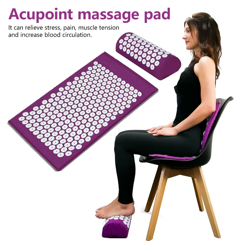 NEW Massager Cushion Massage Yoga Mat Acupressure Relieve Pain Stress Back Body Pain Spike Mat Acupuncture Mat and Pillow Set