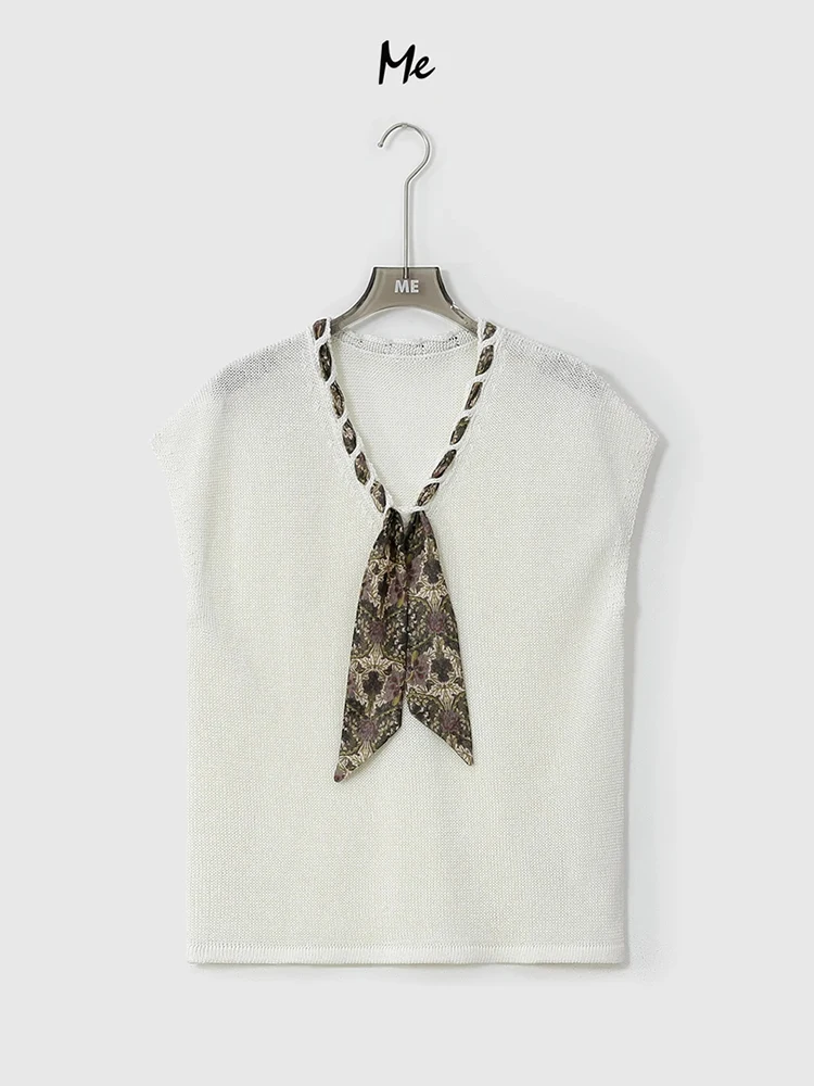 

Повседневная женская футболка, модный универсальный шелковый шарф-накидка на плечи, весенняя новинка, брендовая женская вязаная одежда