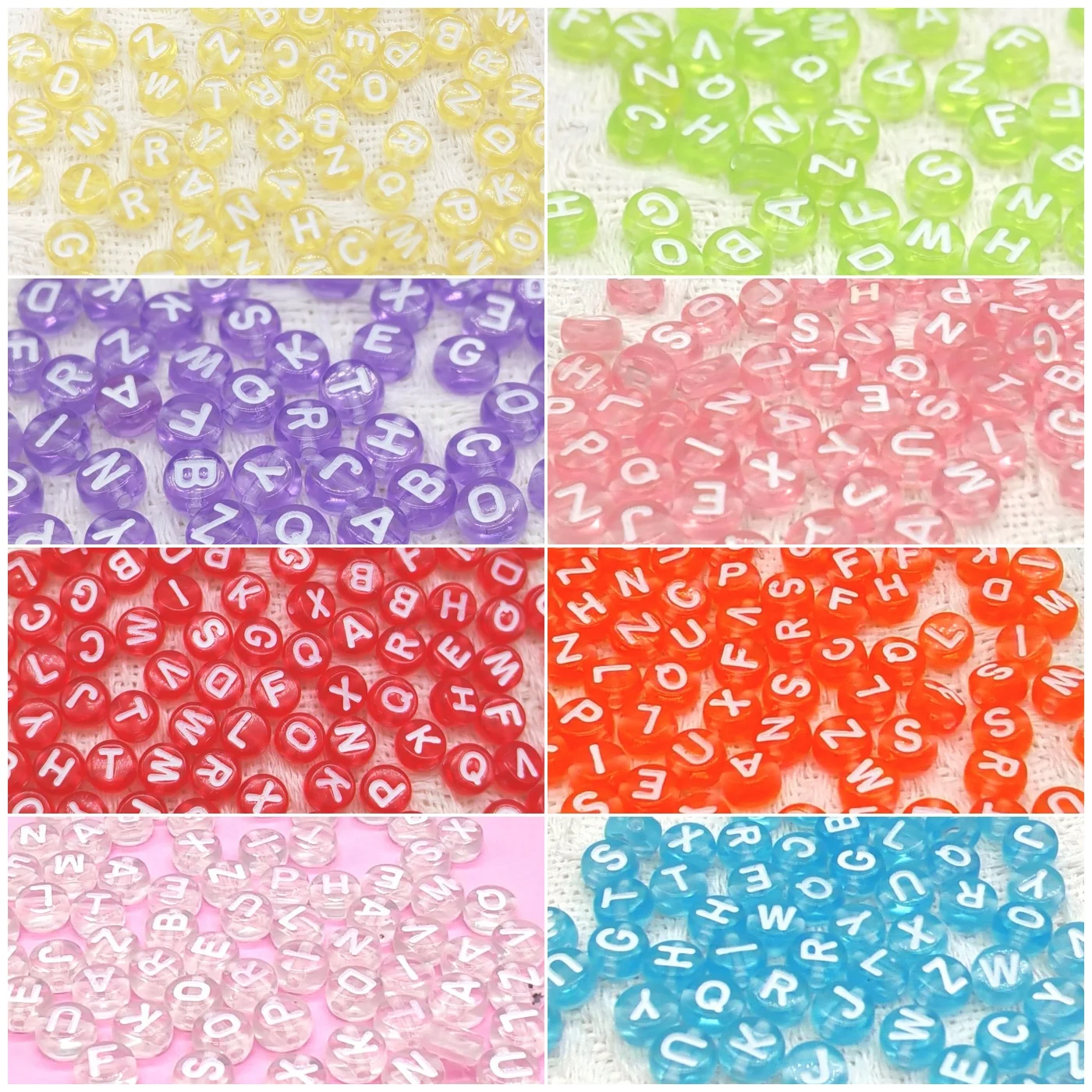 500Pcs 4*7mm Acrylic Flat Letter Translucent Beads Alphabet Round  Spacer Loose Bead For Diy Jewelry Bracelet Charm Supplies