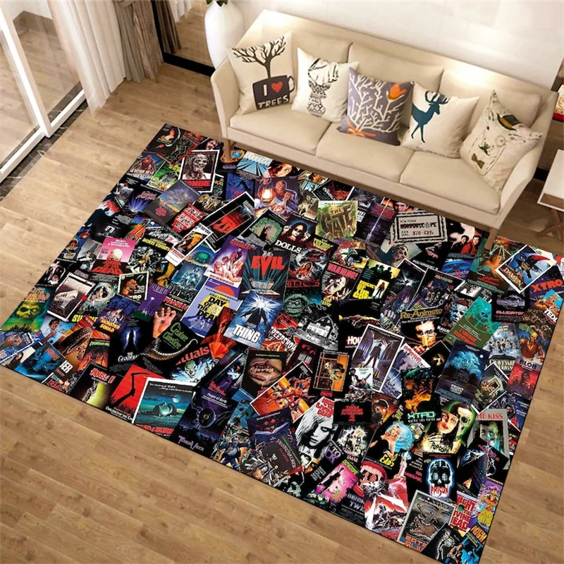 Horror Movie Theme Carpet for Esports Black Gaming Hotel Hall Area Rugs Gamer Controller Boy Kids Playroom Anti Slip Floor Mat