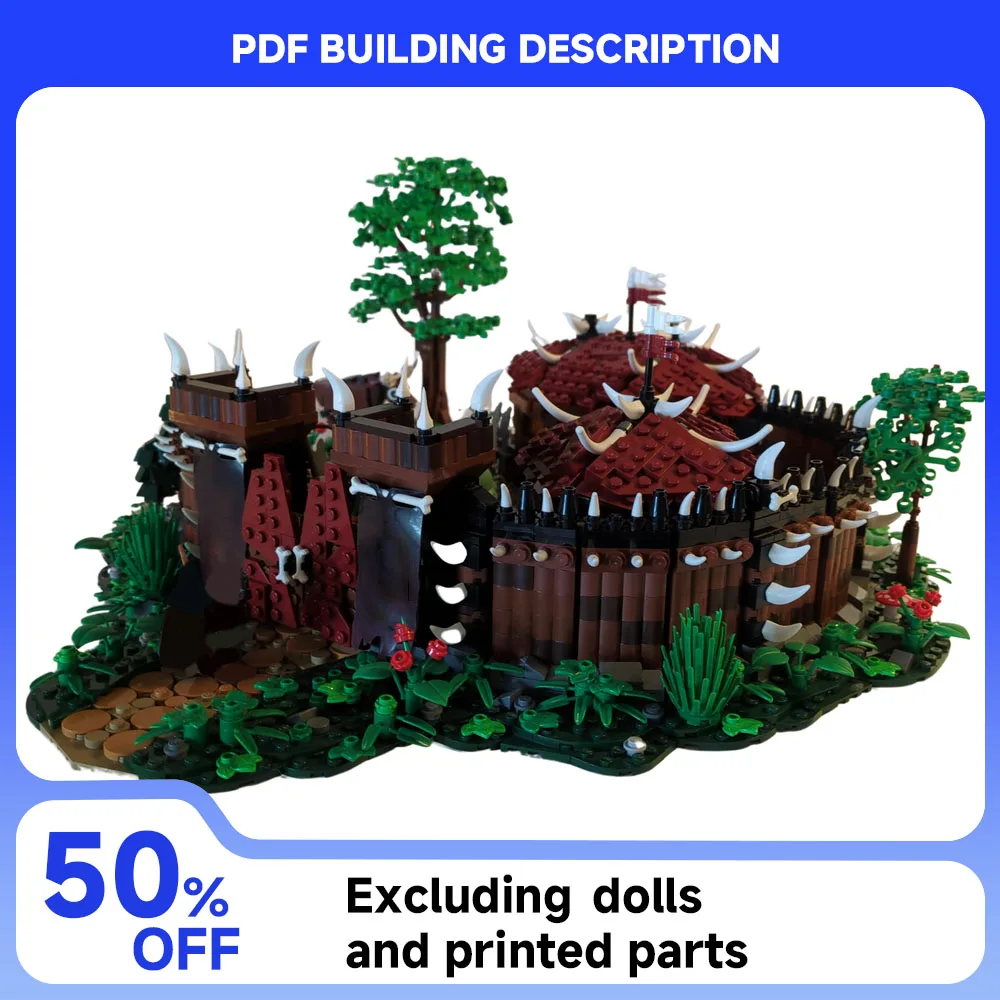 

3214 шт. MOC примитивная модель племени лесного орка, строительные блоки, сделай сам, модульная сборка, детская игрушка, подарок на день рождения для мальчика