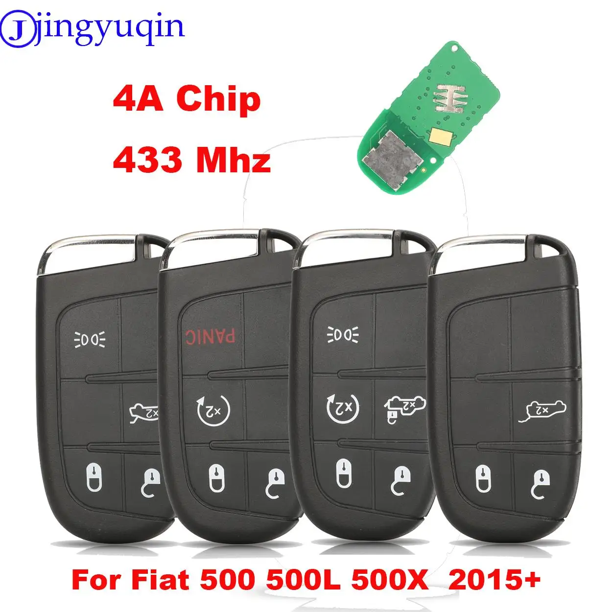 

jingyuqin Remote Car Key for Fiat 500 500L 500X 2016 2017 2018 2019 Smart Fob Control 433MHz 4A Chip SIP22