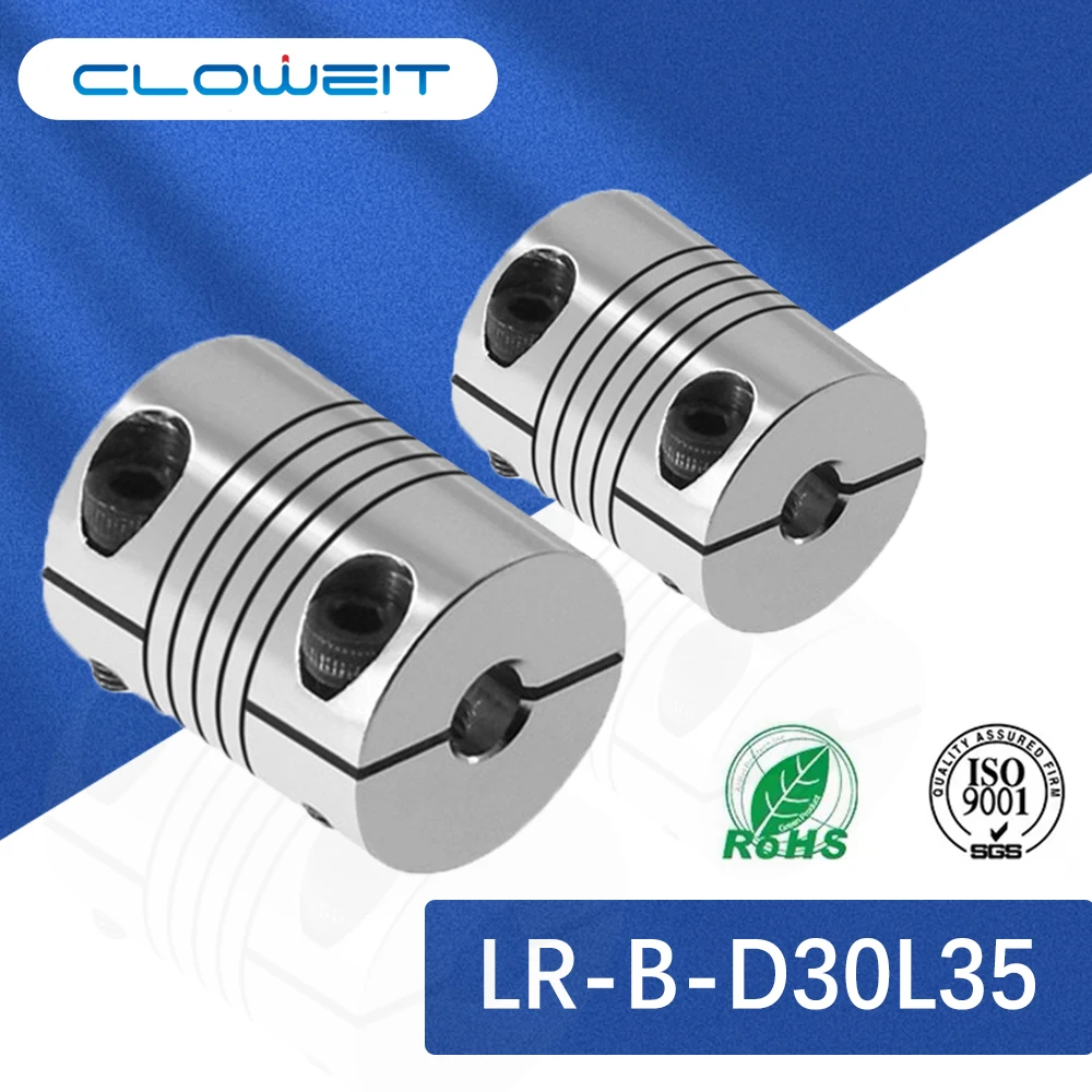 LR B D30L35 Aluminum Elastic Winding Shaft Coupler Motor Connector 8mm to 16mm Clamping  Type  Customize  Flexible  CNC Coupling