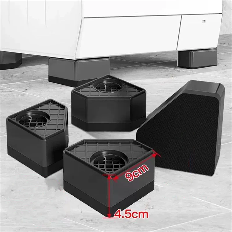 4 Pcs Washing Machine Foot Pads Heightening Fridge Leg Base Non-slip Silent Washer Dryer Furniture Support Dampers Stand