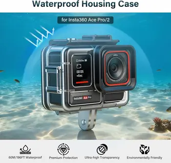 Walking Way for Insta 360 Ace Pro/2 Waterproof Case Anti-Fog Underwater Camera Housing 60M/196FT Deep Diving Protective Shell