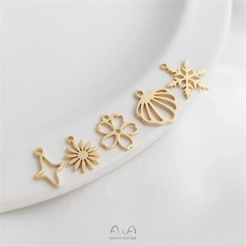 14K Gold Plated Cherry blossom little star little Daisy Snowflake pendant diy first jewelry bracelet earrings pendant