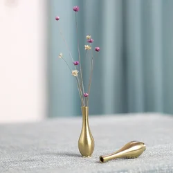 Pure Copper Mini Vintage Vase Ornament Home Decoration Retro Brass Flower Bottle Figurines Modern Light Luxury Decorative Crafts