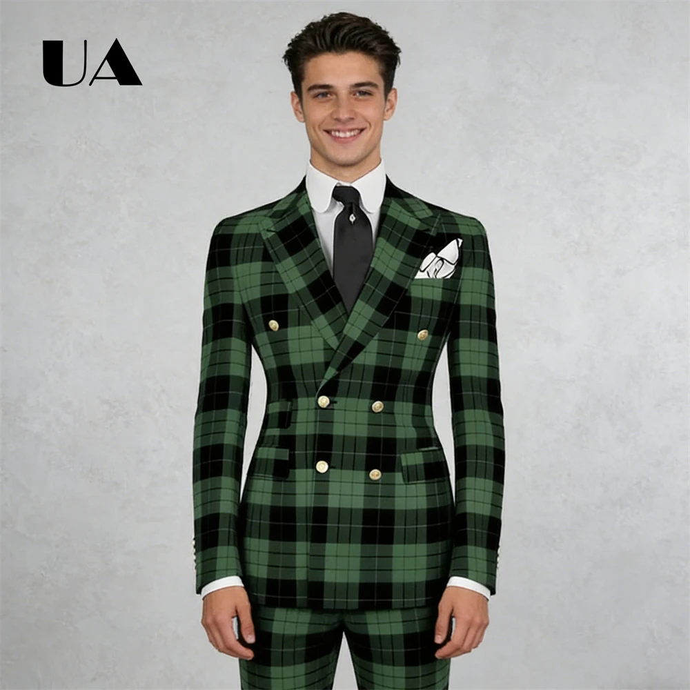 

Modern Fit Men's Plaid Suit Two Piece Suit Attire for Party Prom Fashionable Tuxedo Mens Trendy Suit Jacket Pants ULBYANRY