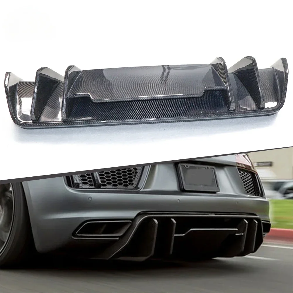 Hot Sale V Style High Glossy Finish Carbon Fiber Car Rear Lip Diffuser For Audi R8 2017-2019